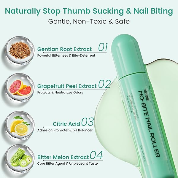 NAIL BITING TREATMENT FOR KIDS & ADULTS | ROLL-ON STOP THUMB SUCKING NAIL POLISH | QUICK-DRY, WATER-RESISTANT NO BITE NAIL POLISH FOR NAIL BITING PREVENTION WITH PORTABLE LANYARD FOR ON-THE-GO USE
