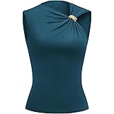 BTFBM Spring Tops for Women 2026 Asymmetrical Neck Sleeveless Going Out Summer Outfits Casual Ruched Y2k Tank Top Clothes