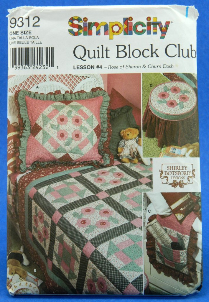 Simplicity Pattern 9312 Quilt Block Club Lesson #4 - Rose of Sharon & Churn Dash