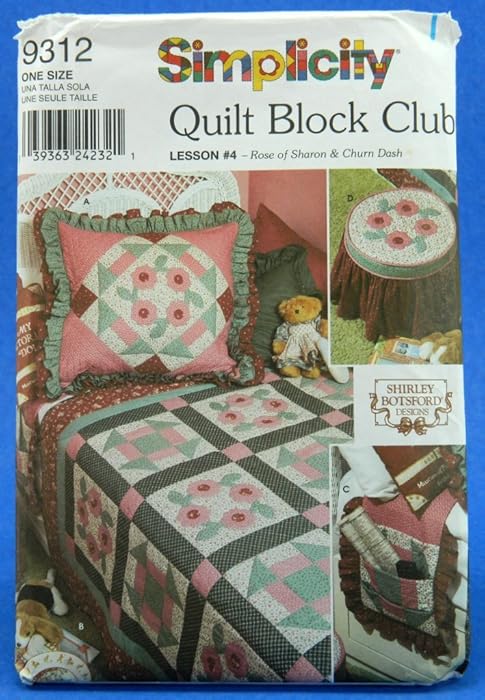 Simplicity Pattern 9312 Quilt Block Club Lesson #4 - Rose of Sharon & Churn Dash