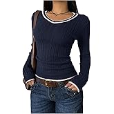 SOLY HUX Women's V Neck Sweater Cable Knit Long Sleeve Slim Fit Pullover Jumper Tops Fall Clothes
