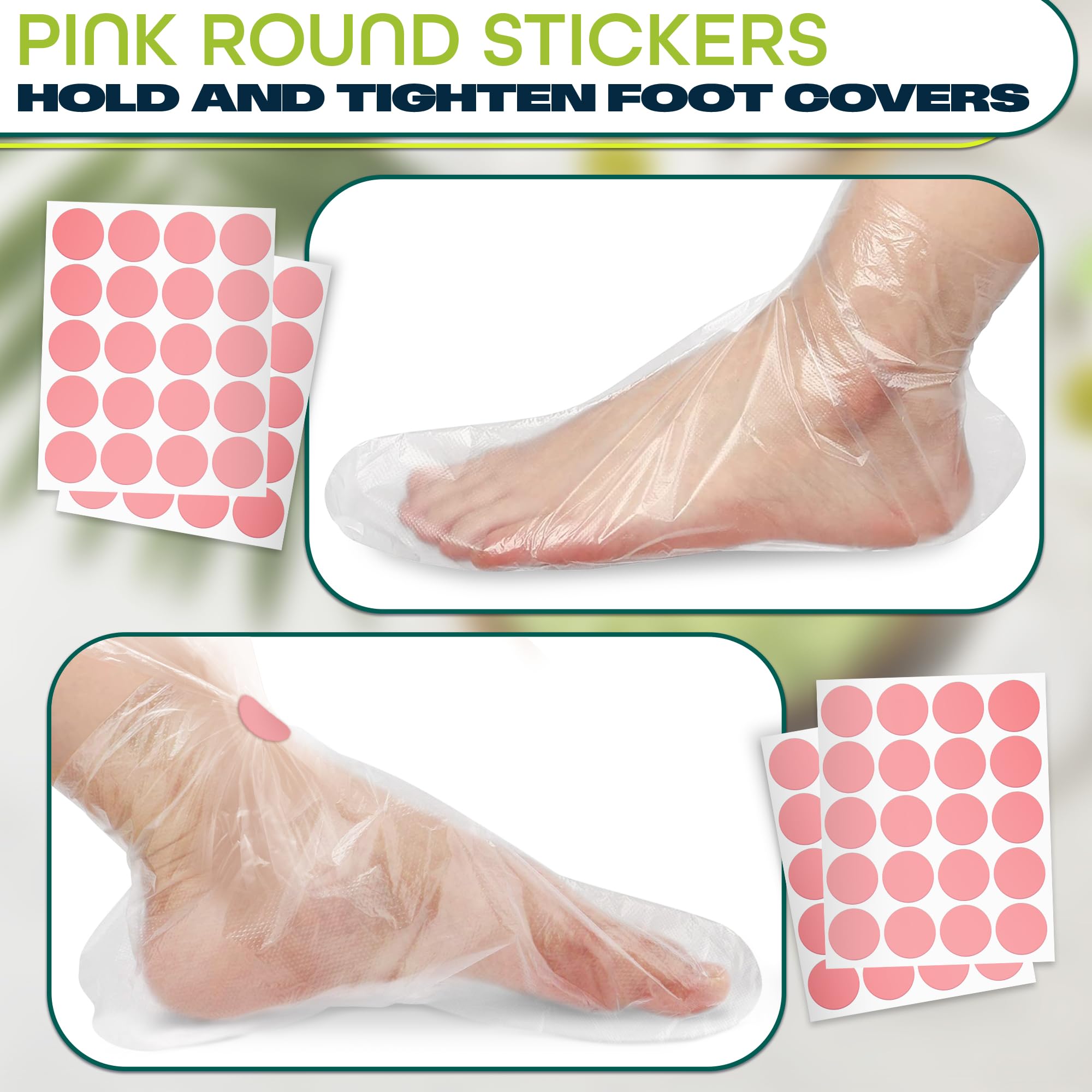 200 Pcs Plastic Foot Covers for Feet – Leak-Proof, Ribbed Anti-Slip Design with 200 Stickers for Secure Fit – Plastic Foot Bags for Moisturizing, Hydration, Home Use, Spa, Pedicure, Paraffin Wax Bags