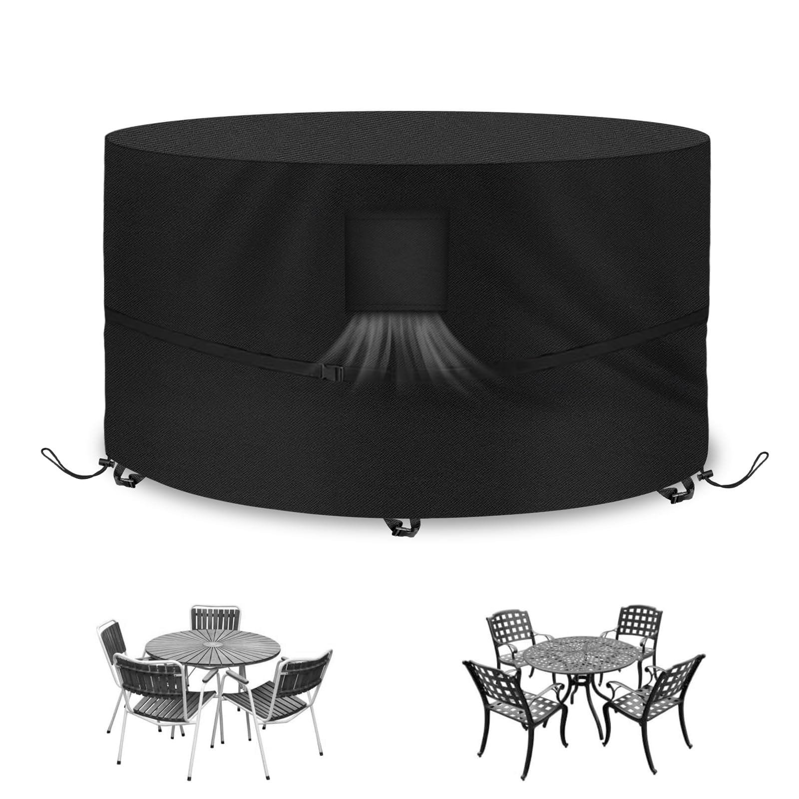 Kovshuiwe Garden Furniture Covers,Patio Furniture Cover Waterproof,Table Covers 420D Heavy Duty Oxford Fabric Rattan Furniture Cover Windproof Anti-UV for Patio, Outdoor(Black) — image 1