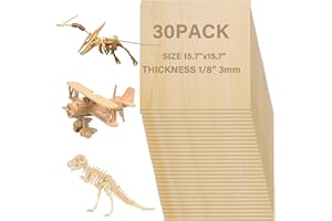 OUYZGIA 30 Pcs 3mm Basswood Plywood Sheets 15.7”x15.7”x1/8” for Laser Cutting Engraving Unfinished Thin Wood Sheets DIY Craft Painting Modeling(400x400x3mm, 30 Pcs)