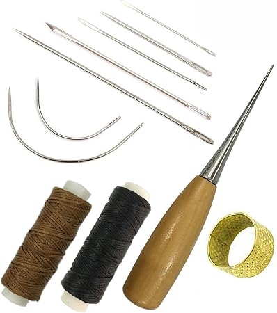 FOUSNOW 36-teiliges Nähnadel-Set Für Leder – Mit Gebogenen Nadeln, Spitznadeln & Holzetui, Für Reparaturen