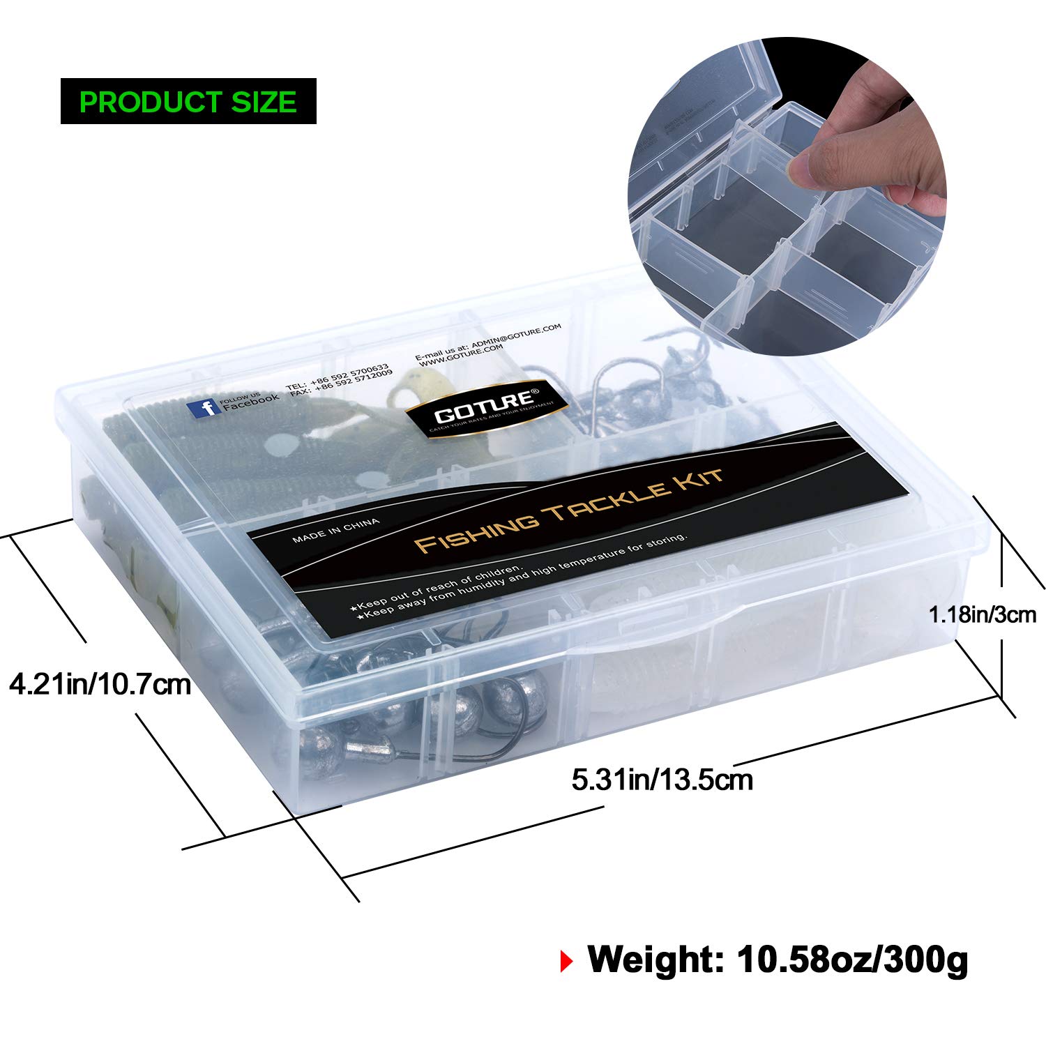 Goture Fishing Lures Kit with Lead Head Jigs Soft Worm Baits Tackle Set with Fishing Hooks for Saltwater Freshwater