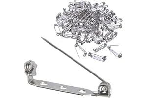 STARVAST 100 Pcs Silver Tone Pin Backs Clasp Brooch Safety Pins 1 Inch Bar Pins Findings with 3 Holes for Badge Insignia, Citation Bars, Making Corsage, Name Tags, Toy Pins and Jewelry Making
