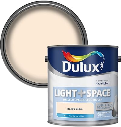 Dulux Light & Space Matt Emulsion Paint Honey Beam 2.5L Walls Ceilings Lumitec