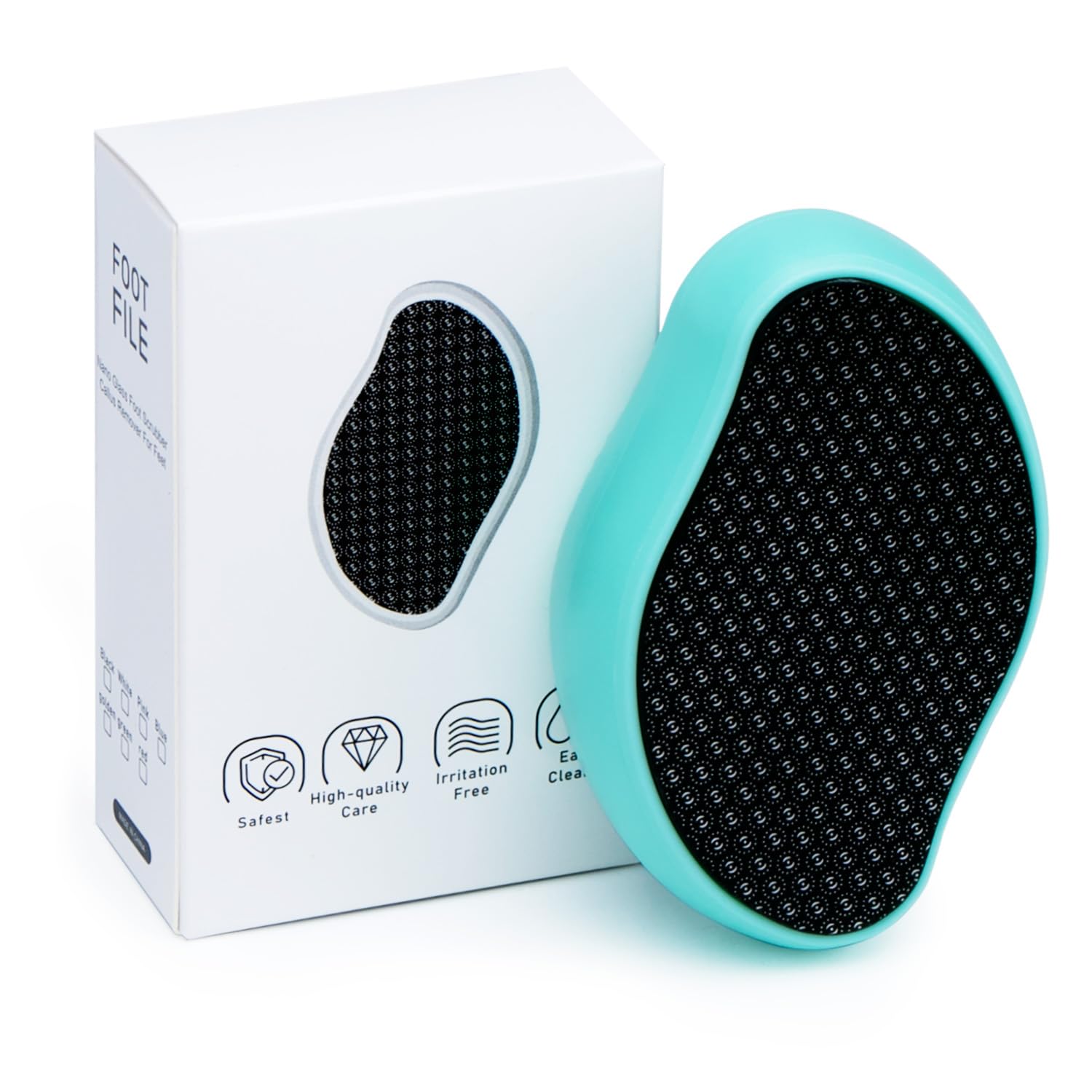 Glass Foot File Callus Dead Remover Heel Scraper and Shower Scrubber - Safely and painlessly removes calluses and Dry Skin from Heels (Blue)