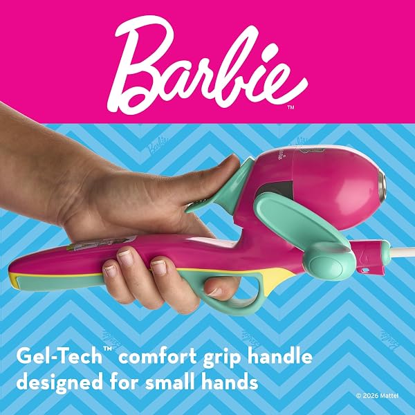 SHAKESPEARE MATTEL BARBIE KIT 2’6″ SPINCAST COMBO FOR KID, GEL-TECH COMFORT GRIP HANDLE, SAFETY HOOK KEEPER, INCLUDES PRACTICE CASTING PLUG