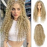 SAPPHIREWIGS Curly Lace Front Wigs Highlight Blonde Long Water Wave Synthetic Wig Pre-plucked Hairline Blonde for Black Women 26inch