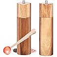 Wooden Salt and Pepper Grinder Set - Salt and Pepper Mill w/Rose Gold Scoop - Pepper Grinder, Sea Salt Shaker Grinder - Salt 
