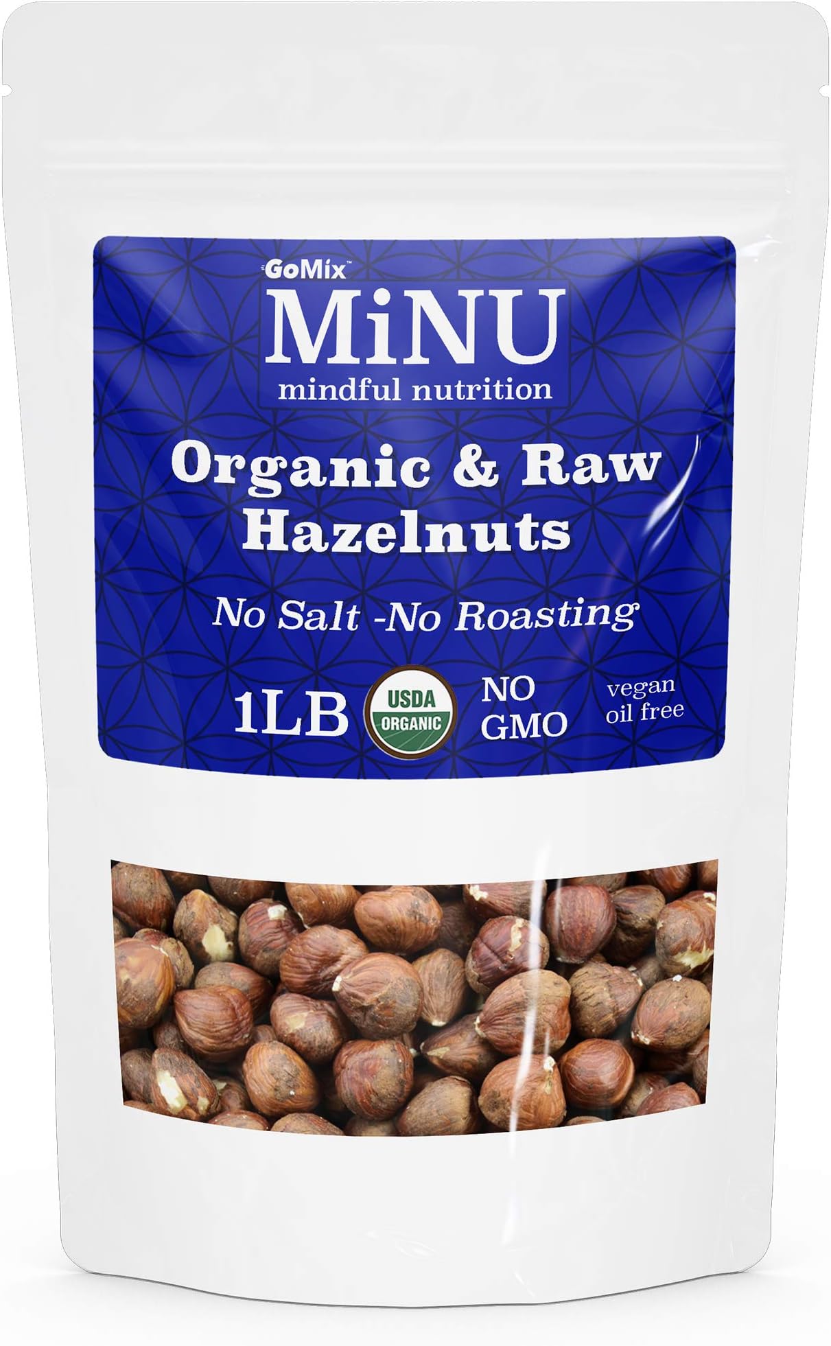 MiNU Organic Raw Hazelnuts 16 oz (1 lb), #1 Keto Paleo Snack, MiNU Mindful Nutrition, Superfood, Protein, Vegan, NonGMO, Gluten Free gomix Turkey
