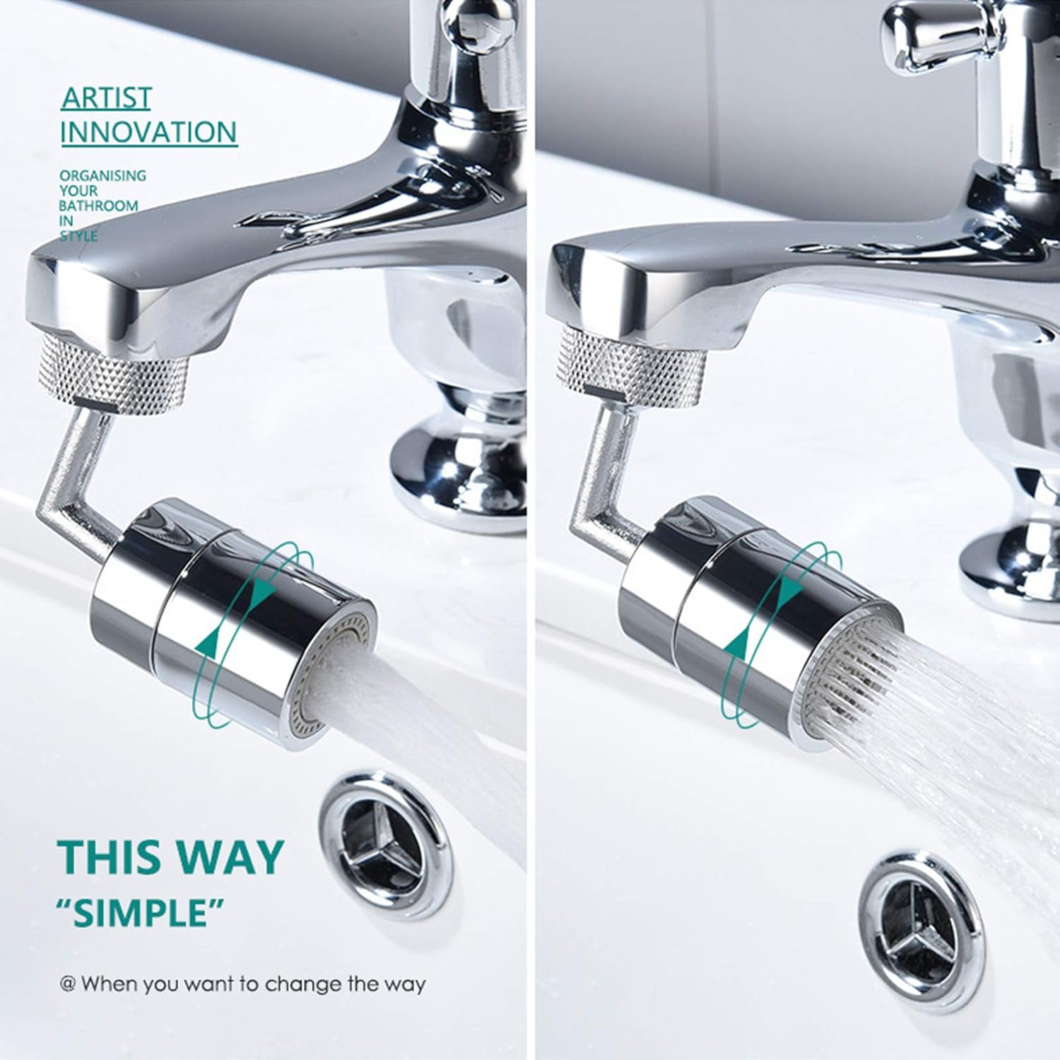 Ecledo Faucet Water Filters Nozzle 720°rotatable Water Universal Splash Filter Faucet Anti-Splash, Oxygen-Enriched Foam, Four-Layer Mesh Filter, Leak-Proof with Double O-Ring: Home & Kitchen