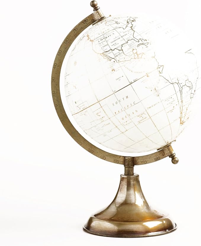 White Globe on Gold Stand Toys & Games