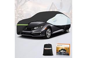 BIGACOVER Universal Sedan Car Cover Fit for Toyota Corolla, Honda Civic, Nissan Sentra, Ford Focus, Chevy Cruze,Waterproof All Weather Anti-UV Windproof Snow Protection - Up to 193''(L)