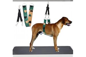 Dog Grooming Arm Accessories - Dogs Grooming Loops Belly Straps with Adjustable Connector 2'' Wide Heart Pattern Nylon Pet Ba
