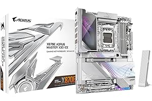 GIGABYTE X870E AORUS Master X3D ICE AMD AM5 LGA 1718 ATX Motherboard, Supports AMD Ryzen 9000/8000/7000 Series Processors, DD