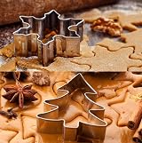Joyoldelf 5 Piece Christmas Cookie Cutter Set Stainless Steel Snowflake Tree view 6