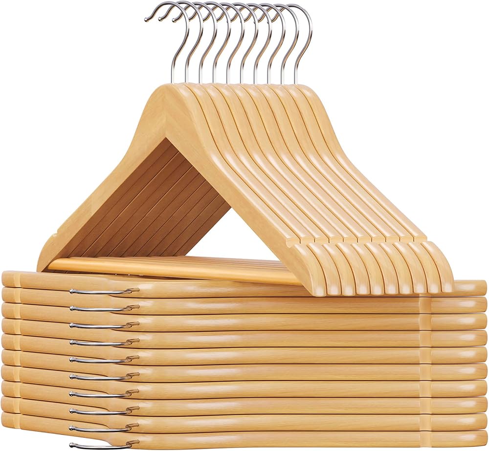 SONGMICS Wooden Hangers Set of 20 Coat Hangers with Shoulder Notches