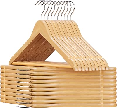 SONGMICS Wooden Hangers Set of 20 Coat Hangers with Shoulder Notches