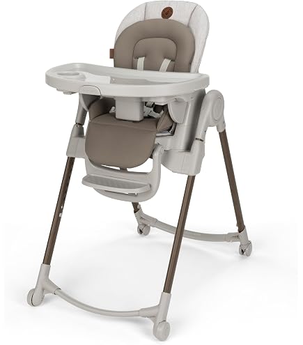 Maxi-Cosi Minla 6-in-1 High Chair for Babies & Toddlers, Portable Foldable Highchair, EcoCare Fabric, 9 Heights, 5 Reclines, 4 Tray Positions, Truffle
