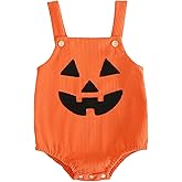 mlpeerw My First Halloween Baby Boy Girl Outfit Newborn Sleeveless Pumpkin Romper Onesie Cute Infant Halloween Clothes