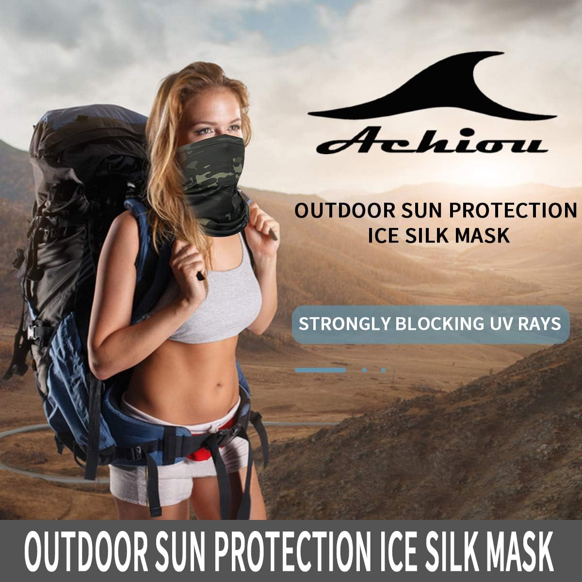 Achiou Neck Gaiter Face Mask Scarf Dust Sun Protection Cool Lightweight Windproof, Breathable Fishing Hiking Running Cycling: Clothing