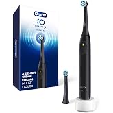 Oral-B Rechargeable Electric Toothbrush, iO2 Starter Kit, 3 Cleaning Modes, Automatic Pressure Sensor to Protect Gums, 2 Brush Heads, Night Black