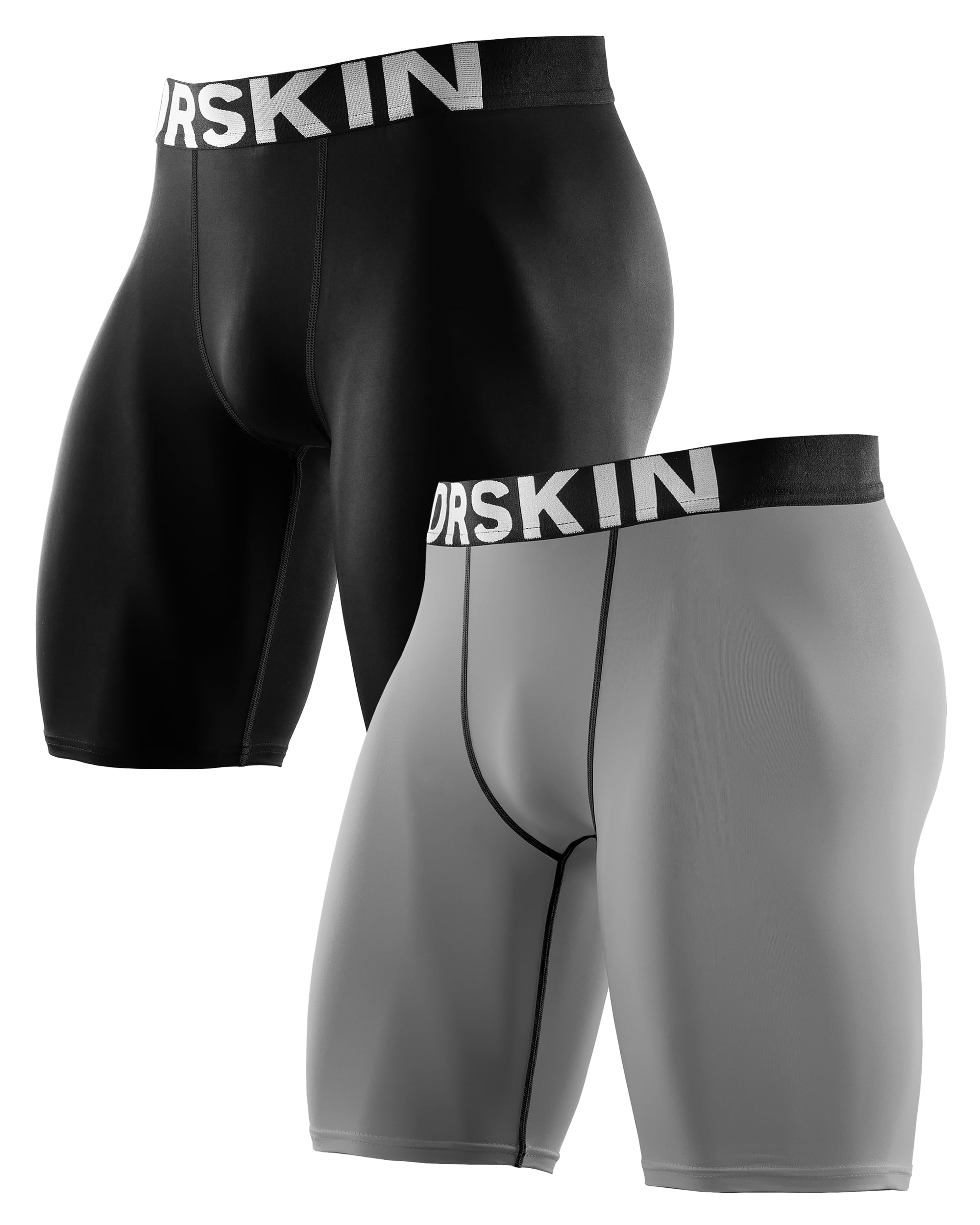 Photo 1 of DRSKIN Men's 2 Pack Compression Shorts Pants Tights Leggings Sports Running Active Baselayer Workout (Line (BB301+GR304) M