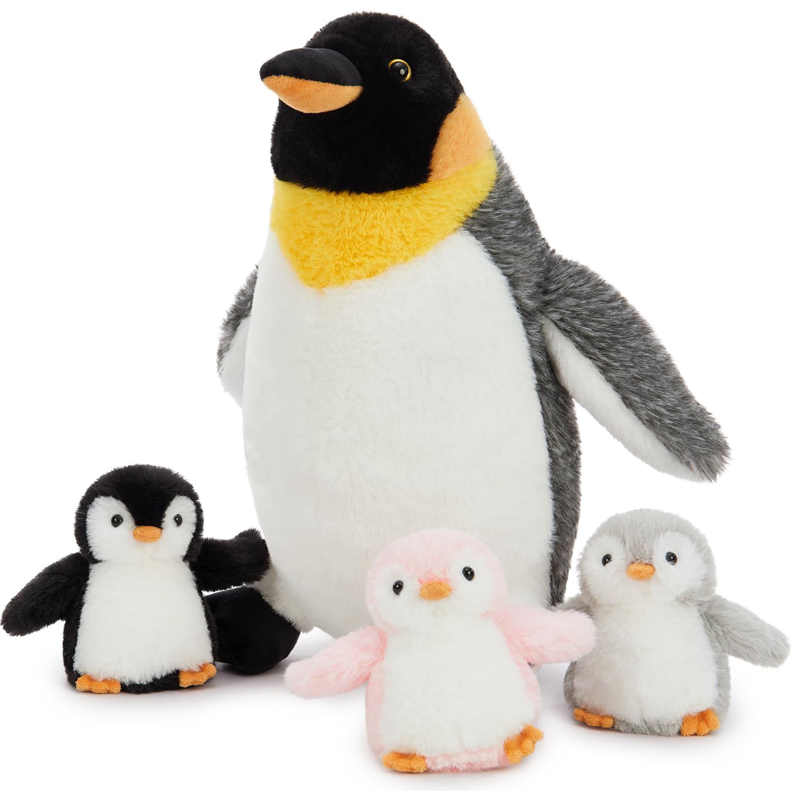 MorisMos Big Penguin Teddy Soft Toy, 35cm Mom with 3 Cuddly Baby Inside, Giant Fluffly Penguin Stuffed Animal Realistic Kawaii Gift for Kids Birthday Christymas β image 1