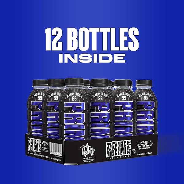 PRIME HYDRATION AARON JUDGE, SPORTS DRINKS, ELECTROLYTE ENHANCED FOR REPLENISHING FLUIDS, 250MG BCAAS, B VITAMINS, ANTIOXIDANTS, LOW SUGAR, 16.9 FL OZ, 12 PACK