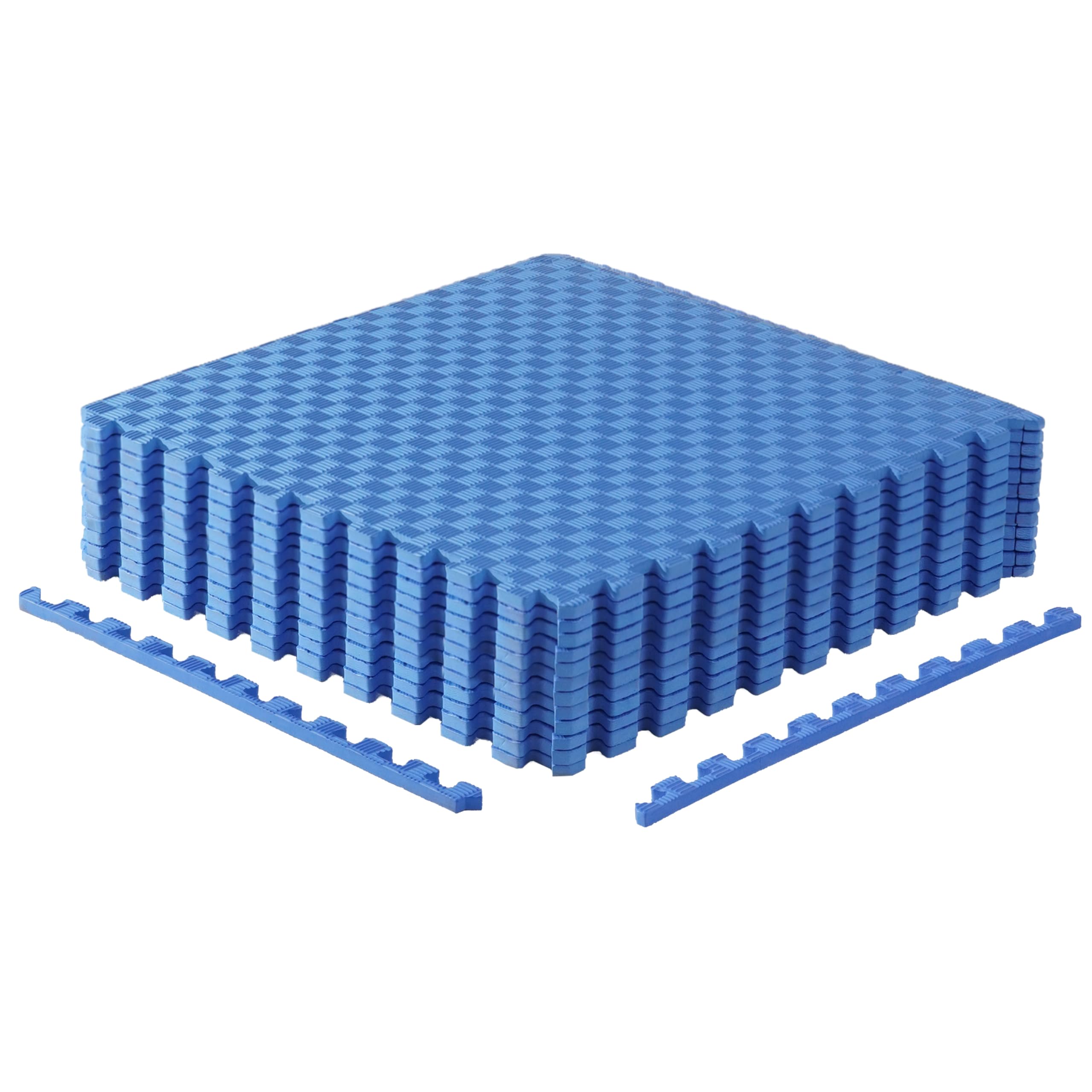 CAP Barbell 1/2-Inch Interlocking EVA Foam Exercise Puzzle Mat Home Gym Flooring - 2 Pack | 24" x 24" x 1/2" | Tatami Pattern - Blue Image