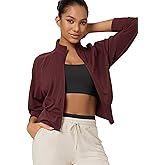 ODODOS Women's Full Zip Workout Jacket Cloud Feeling Stand Collar Long Sleeve Lightweight Athletic Yoga Tops