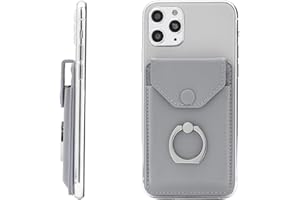 YUNCE RFID Card Holder & Ring Stand for iPhone, Android, All Smartphones - Light Grey