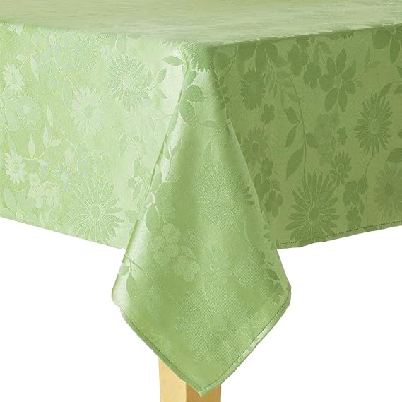 Spring Green Floral Fabric Tablecloth (60 x 84 Rectangle