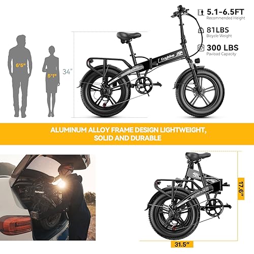 1000W Folding Electric Bike,48V 15/20AH Removable Battery EBike,30