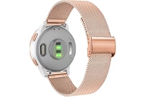 Abanen Watch Bands for Garmin Vivoactive 4S / Vivomove 3S / Venu 2S / Venu 3S, 18mm Quick Release Stainless Steel Metal Mesh Women Wristband Strap for Forerunner 255s/265s