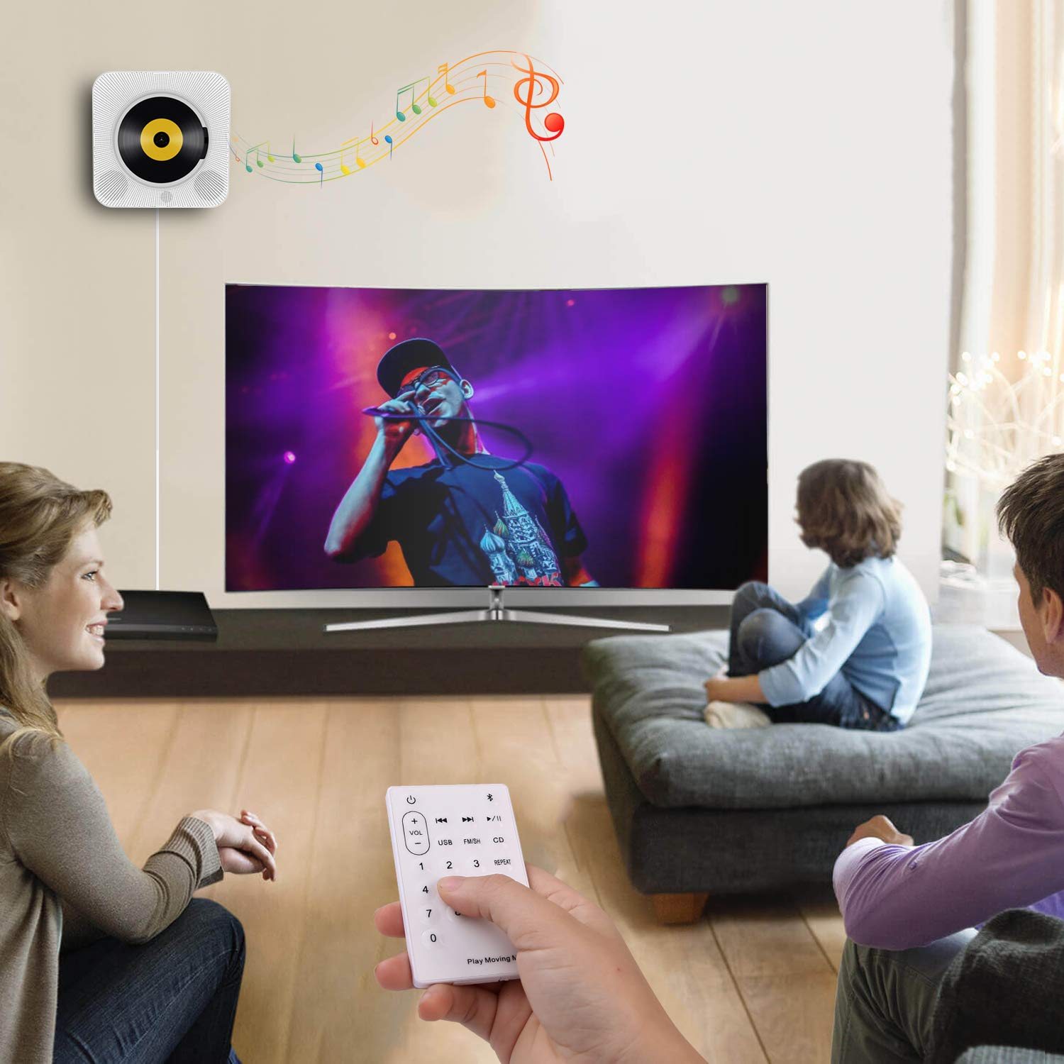 TENSWALL Lecteur CD Portable à Montage Mural avec HautParleur HiFi