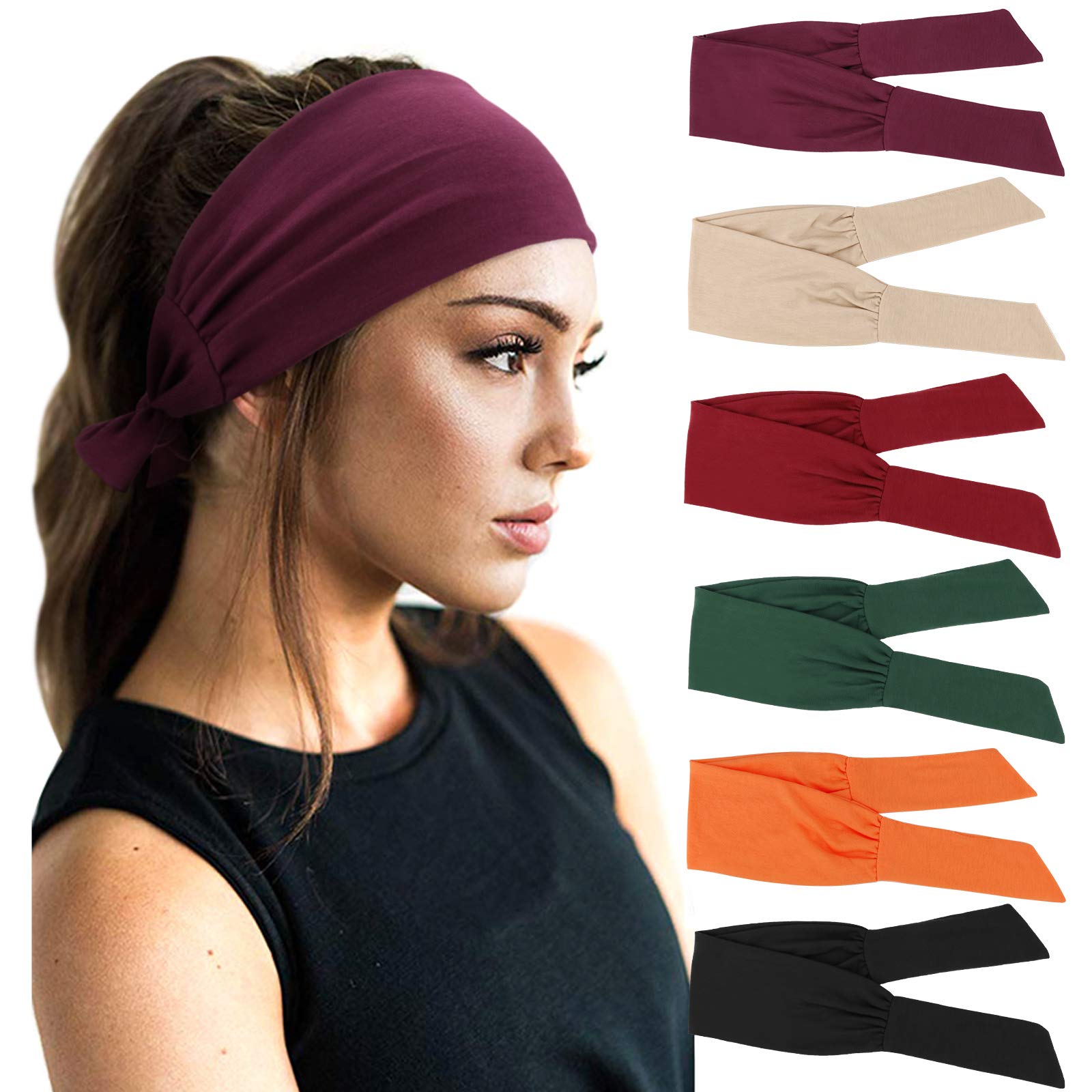 DRESHOW 6 Pack Women Headbands Wide Elastic Hair Bands Head Wrap Cute Knot Hair Accessories