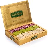 Rose &amp; Pistachio Baklava Style Turkish Delight &ndash; Hazelnut Cream, Chocolate &amp; Rose Petal Lokum Candy Box, Gourmet Turkish Sweets, 17.6 oz (500g) (Pistachio-Rose)