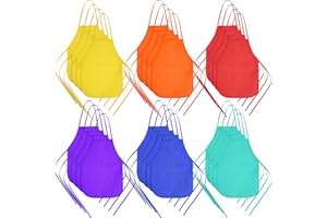 Yahenda 60 Pack Kids Painting Aprons Children's Artists Fabric Aprons Paint Art Craft Disposable Child(Red, Orange, Yellow, Green, Blue and Purple)