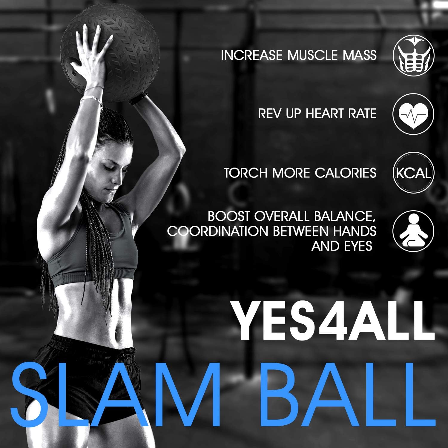 Yes4All 10 lbs Slam Ball for Strength and Crossfit Workout – Slam Medicine Ball (10 lbs, Black) : Sports & Outdoors
