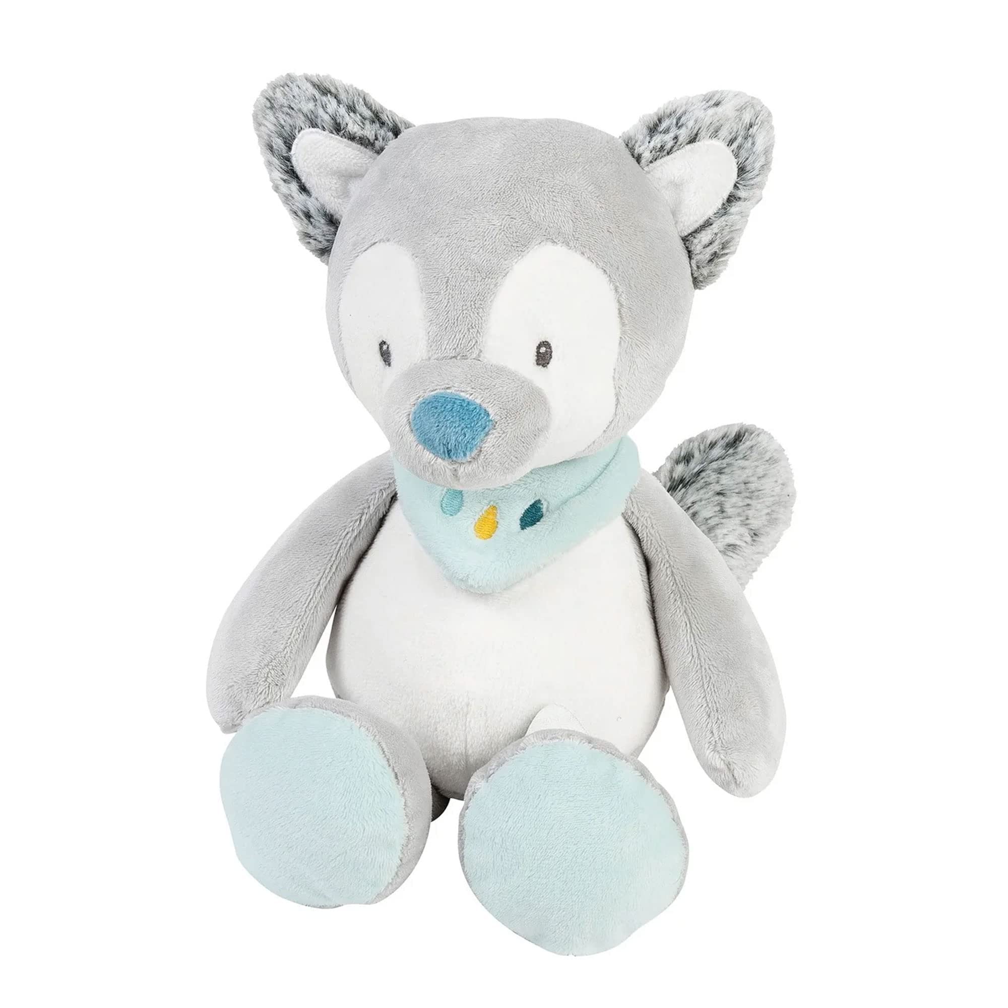Nattou Wolf Tiloo Soft Toy, Companion from Birth, 30 cm, Tim and Tiloo, Grey, 498012