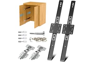 LOODMEO Sliding Hidden Door Track, Pocket Door Hardware, Smooth Gliding Pocket Door Slides with Hinges for Cabinet and Recessed Doors (24in, Set, 1)