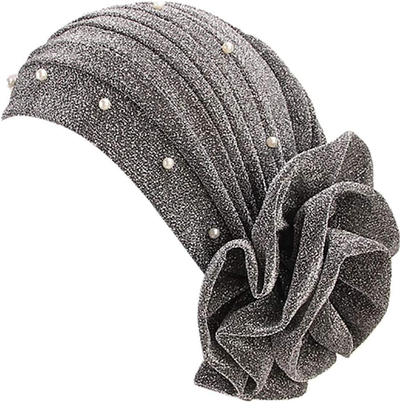 Women Hijab Muslim Chemotherapy Turban Hat, Stretch Head Scarf Flower Chemo Bandana residentD
