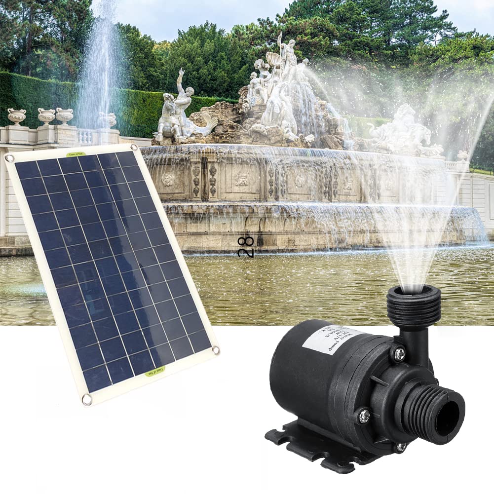 Omabeta Solar Kit 50W Panel 800L/h 12V DC Low Noise Durable Silicone Plastic Solar Pond Pump with Connector for Home, Garden, Bird Bath
