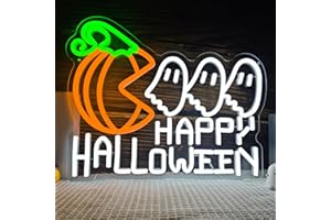 LULKOD Halloween Neon Sign Dimmable Halloween Neon Window Lights Pumpkin Neon Sign Ghost Neon Light for Bedroom Children's room Living room party Neon Halloween Decorations