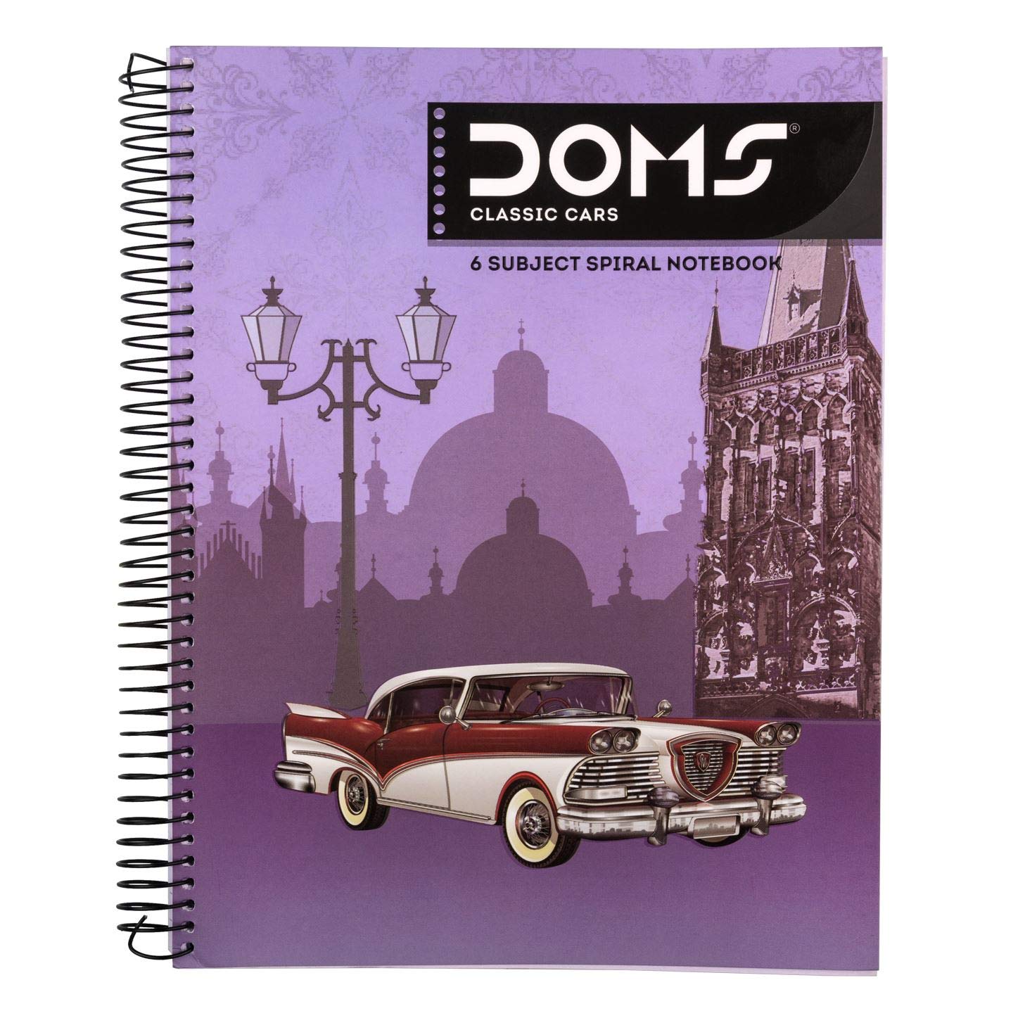 DOMS 6 Subject Spiral Note Books (Classic Cars Series) 70 Gsm Paper 300
