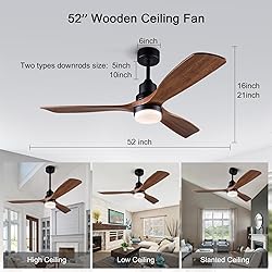 BOJUE 52 Inch Ceiling Fans with Lights and Remote